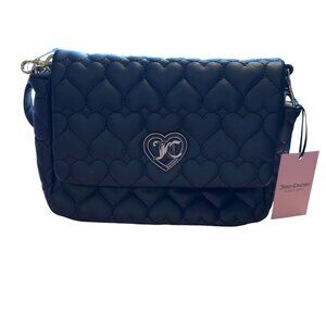 Juicy Couture Black Quilted Heart Shoulder Bag With Goldtone Logo Detail & Inner